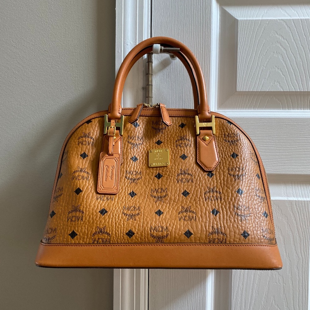MCM Satchel Visteos in Cognac